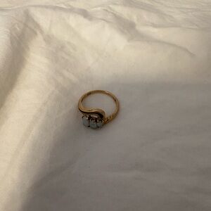 Vintage Gold and Opal Ring with White Accents
